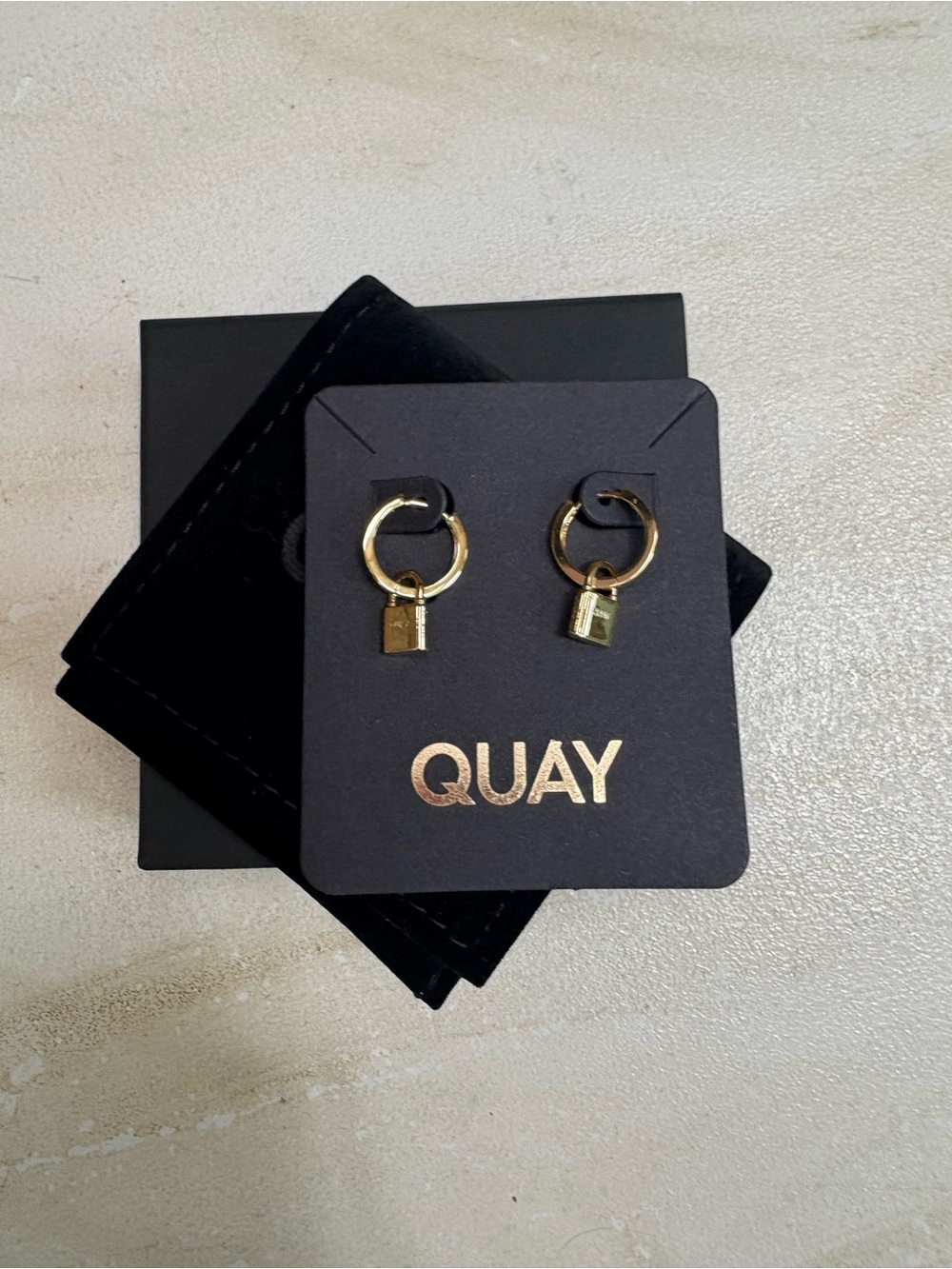 Quay Australia Gold Padlock Huggie Hoop Earrings